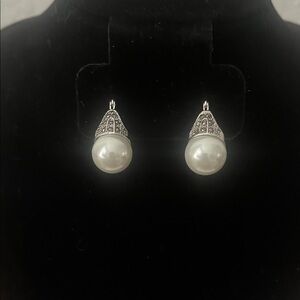 Elegant Silver and Pearl Drop Earrings